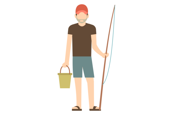 Angler Color Character Graphics: Summer Illustrations