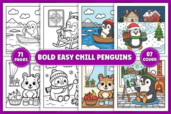 Bold Easy Chill Penguins Coloring Pages Graphics