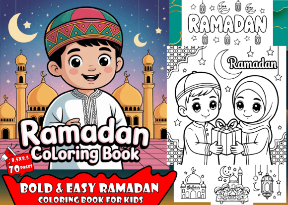 Bold Easy Ramadan Coloring Book: Graphics & Coloring Pages Amp