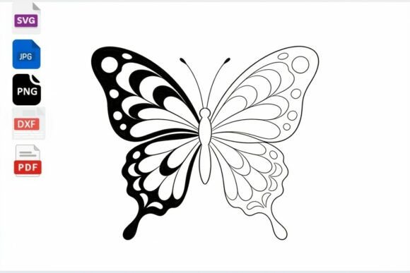 Butterfly Coloring Page SVG Line Art for Crafts & Graphics
