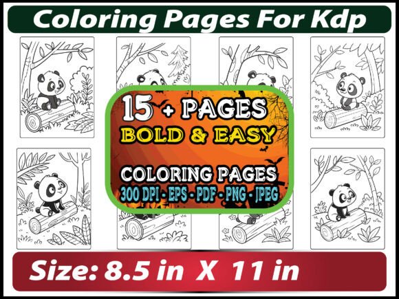 Cut Panda Coloring Pages for Kids V-3: Graphics & Coloring Pages Amp