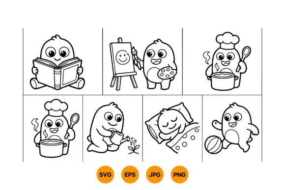 Cute Activity Monster Clipart: Whimsical Graphics & Illustrations