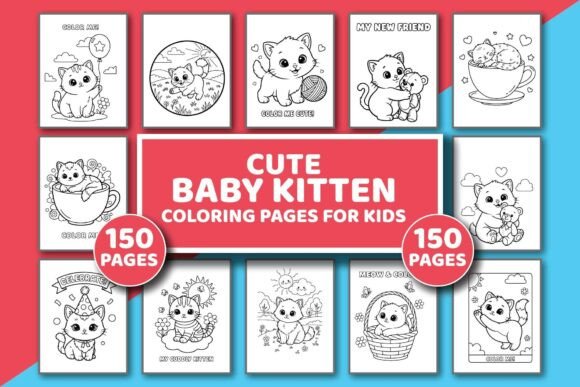 Cute Baby Kitten Coloring Pages for Kids: Graphics & Coloring Pages Amp