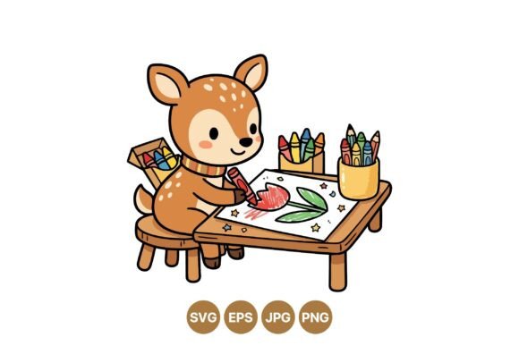 Cute Deer Coloring Clipart: Graphics & Illustrations for Warm Branding