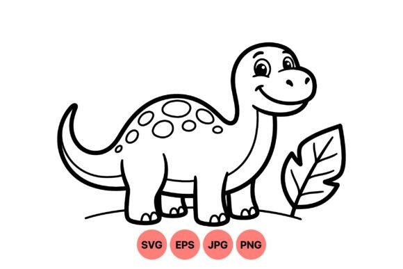 Cute Dinosaur Coloring SVG