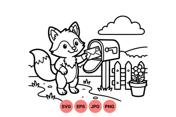 Cute Fox Mailbox Coloring SVG: Graphics & Illustrations for Warm Brand Moments