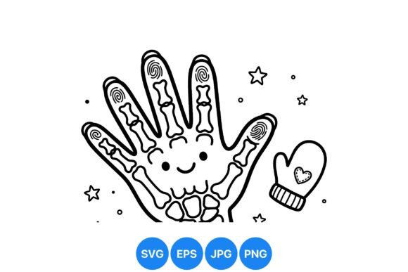 Cute Skeleton Hand Coloring SVG: Graphics & Illustrations