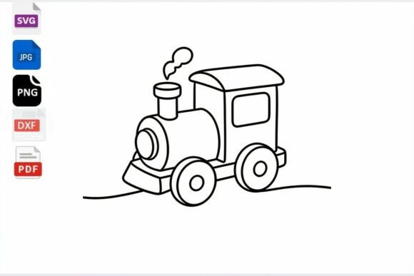 Cute Train Line Art SVG: Graphics for Crafts & Branding