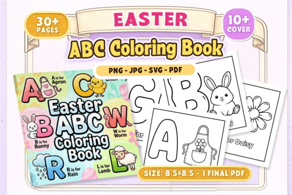 Easter ABC Coloring Book: Graphics & Coloring Pages Amp