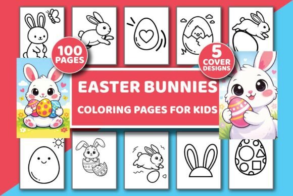Easter Bunny Coloring Pages Bundle: Graphics & Coloring Pages Amp