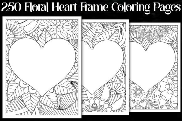 Floral Heart Frame Coloring Pages: Graphics & Coloring Pages Amp