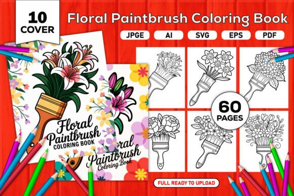 Floral Paintbrush Coloring Pages: Graphics & Coloring Pages Amp