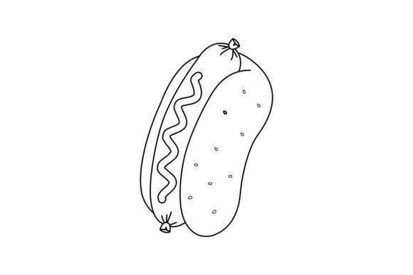 Hot Dog Line Drawing Coloring Book: Graphics & Illustrations