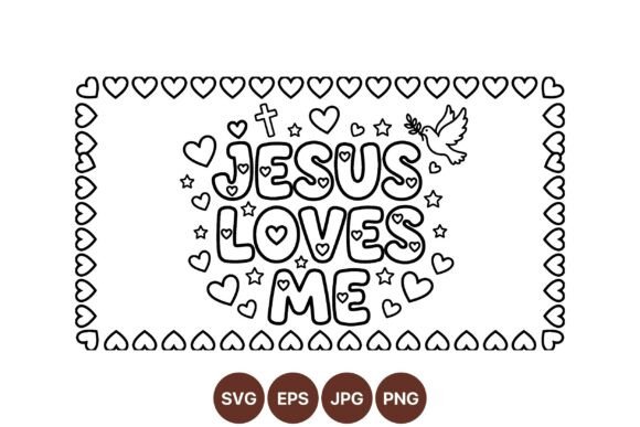 Jesus Loves Me Coloring Page: Graphics & Illustrations