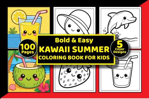 Kawaii Summer Coloring Book for Kids: Graphics & Coloring Pages Amp