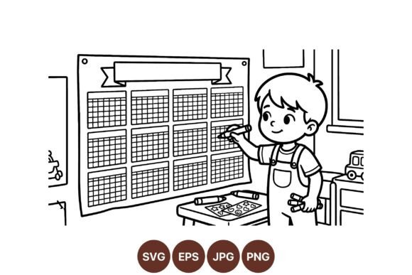 Kids Monthly Activity Calendar SVG: Graphics & Illustrations