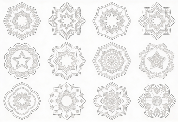Mandala Coloring Pages Bundle Line Art: Graphics for Crafts