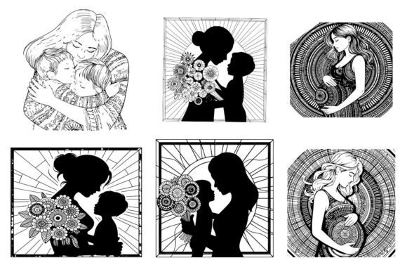 Mother’s Day Mosaic Coloring Pages SVG: Graphics for Crafts & Content
