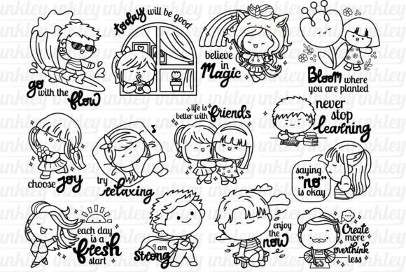 Motivational Quote Clipart Coloring: Graphics & Illustrations