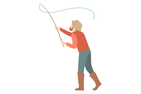 Outdoor Fishing Activity Graphics: Male Angler Co Illustrations