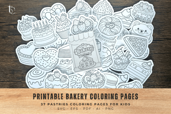 Printable Bakery Coloring Pages: Graphics & Illustrations
