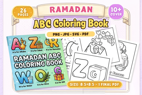 Ramadan ABC Coloring Book: Graphics & Coloring Pages Amp