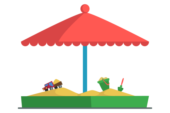 Sandbox Color Icon: Outdoor Kid Activity Graphics & Illustrations