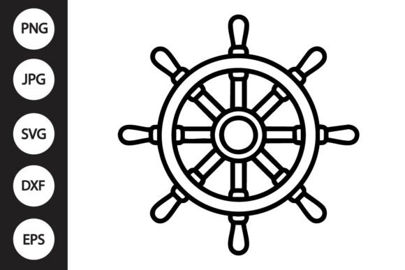 Ship Wheel Outline SVG: Graphics for Crafts & Branding