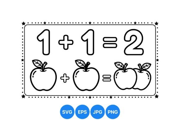Simple Apple Math Coloring Page: Graphics & Illustrations