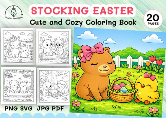 Stocking Easter Cozy Cut Coloring Book: Graphics & Coloring Pages Amp