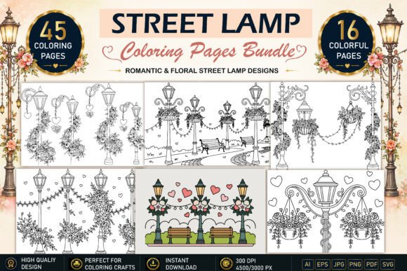 Street Lamp Coloring Pages: Graphics & Coloring Pages Amp