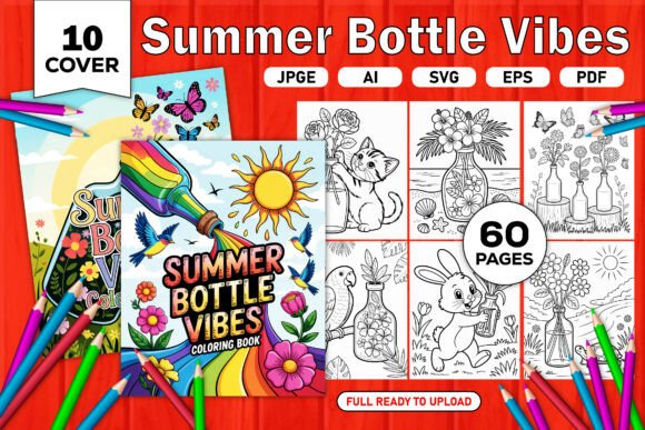 Summer Bottle Vibes Coloring Pages: Graphics & Coloring Pages Amp