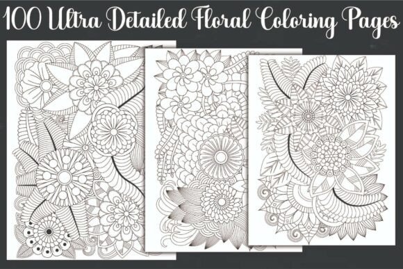 Ultra Detailed Floral Coloring Pages: Graphics & Coloring Pages Amp